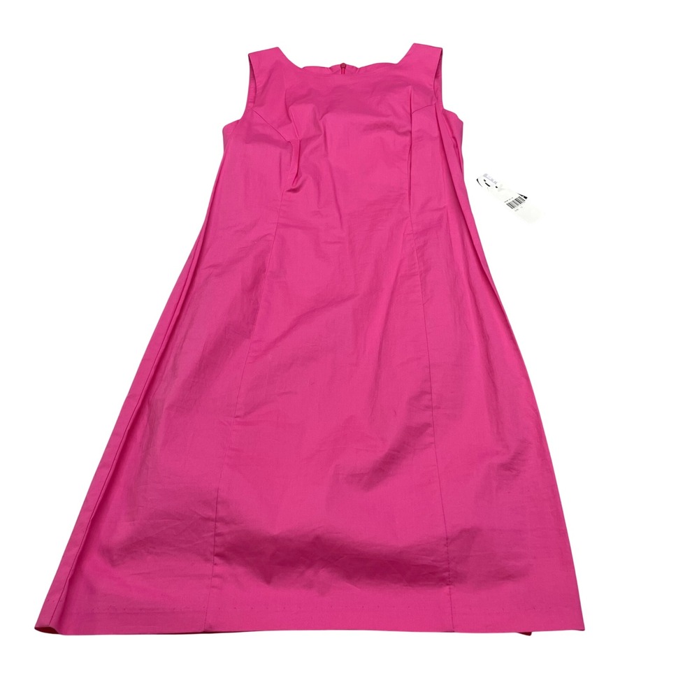 Womens Sheath Dress 12 Pink Sleeveless Cotton Blend Stretch‎ Office Classic NWT